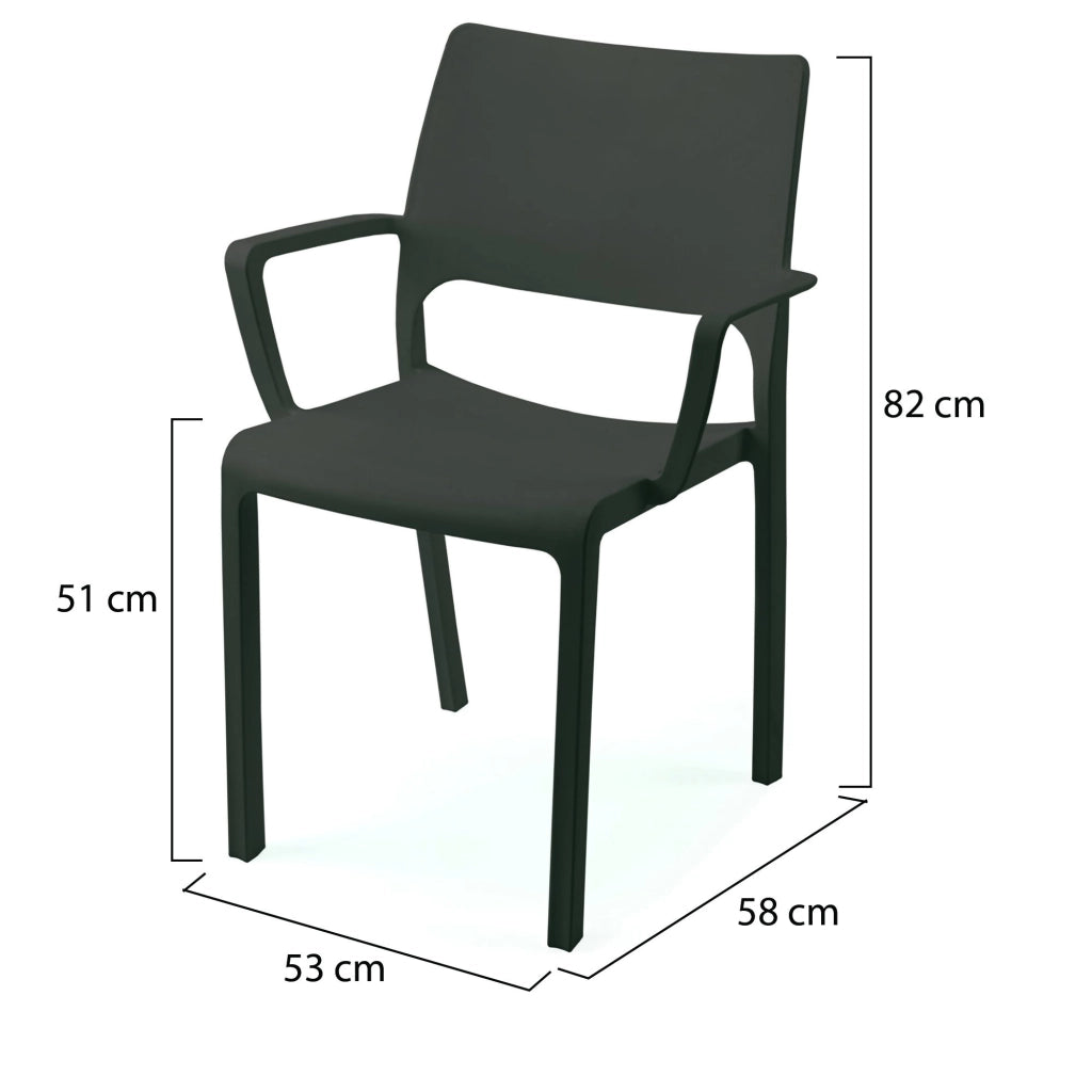Cambon, Sedia da Esterno 4 Sedie Made in Italy, Nero Antracite