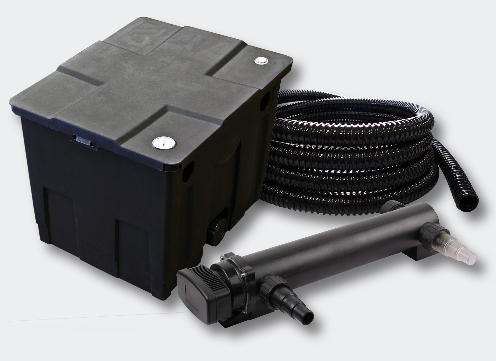 Set Filtro a 1 camera per laghetto 12000l con Chiarificatore UVC 24W 3ª serie Tubo 5 m