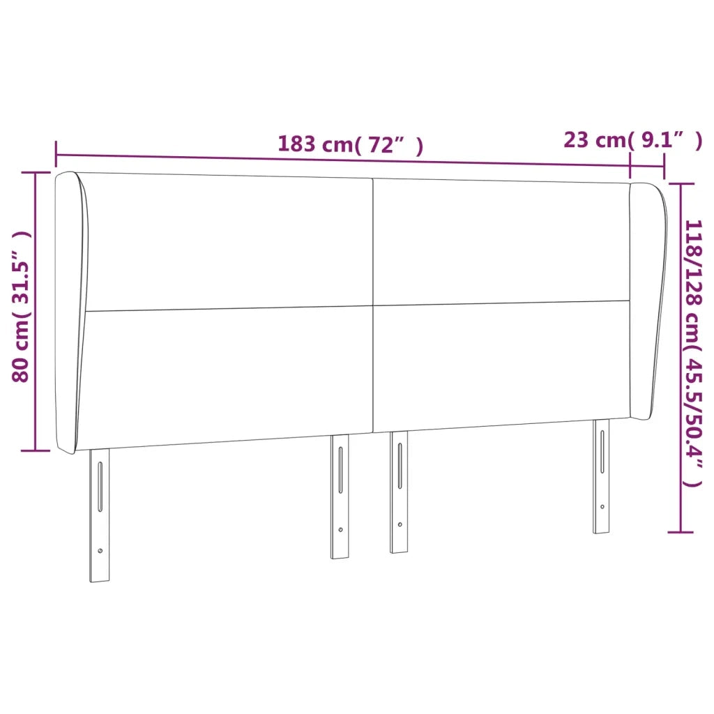 Testiera ad Orecchio Rosa 183x23x118/128 cm in Velluto 3117741