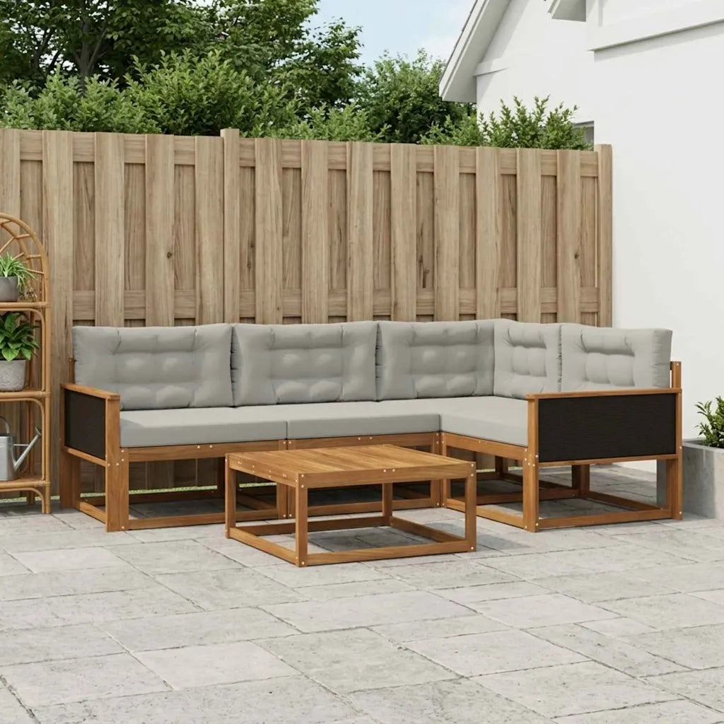 Set di divani da esterno 5 pcs Naturale e Grigio chiaro