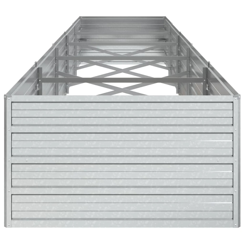 Fioriera rialzata per piante fiori patio giardino 400 x 80 x 45 cm acciaio zincato argento 02_0039446