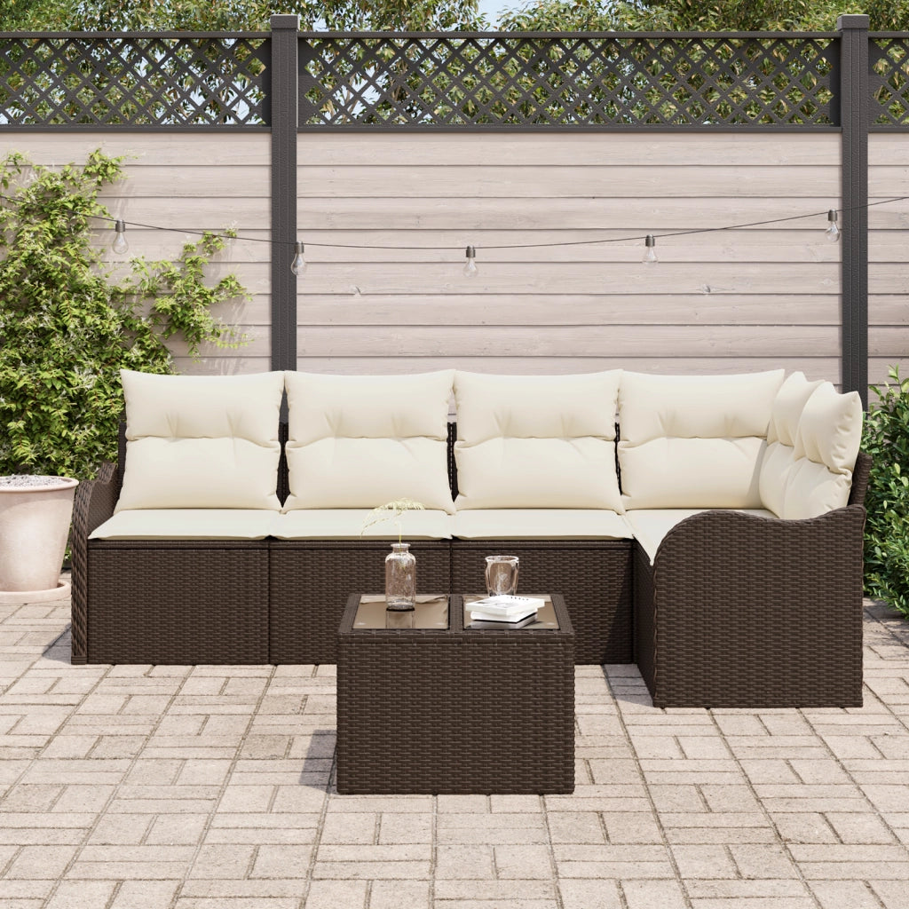 Set Divano da Giardino con Cuscini Grigi Polyrattan 5 Pezzi
