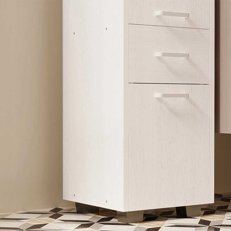 Mobile a scaffali con 2 ante e cassetto, funzionale e moderno in stile loft, bianco