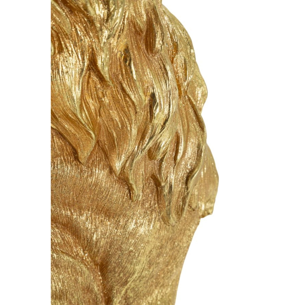 Scultura Leone 1, Oro, Poliresina, 30x42x74 cm