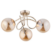 Plafoniera glamour oro vetro ambra 3xE14 Alfa Banko