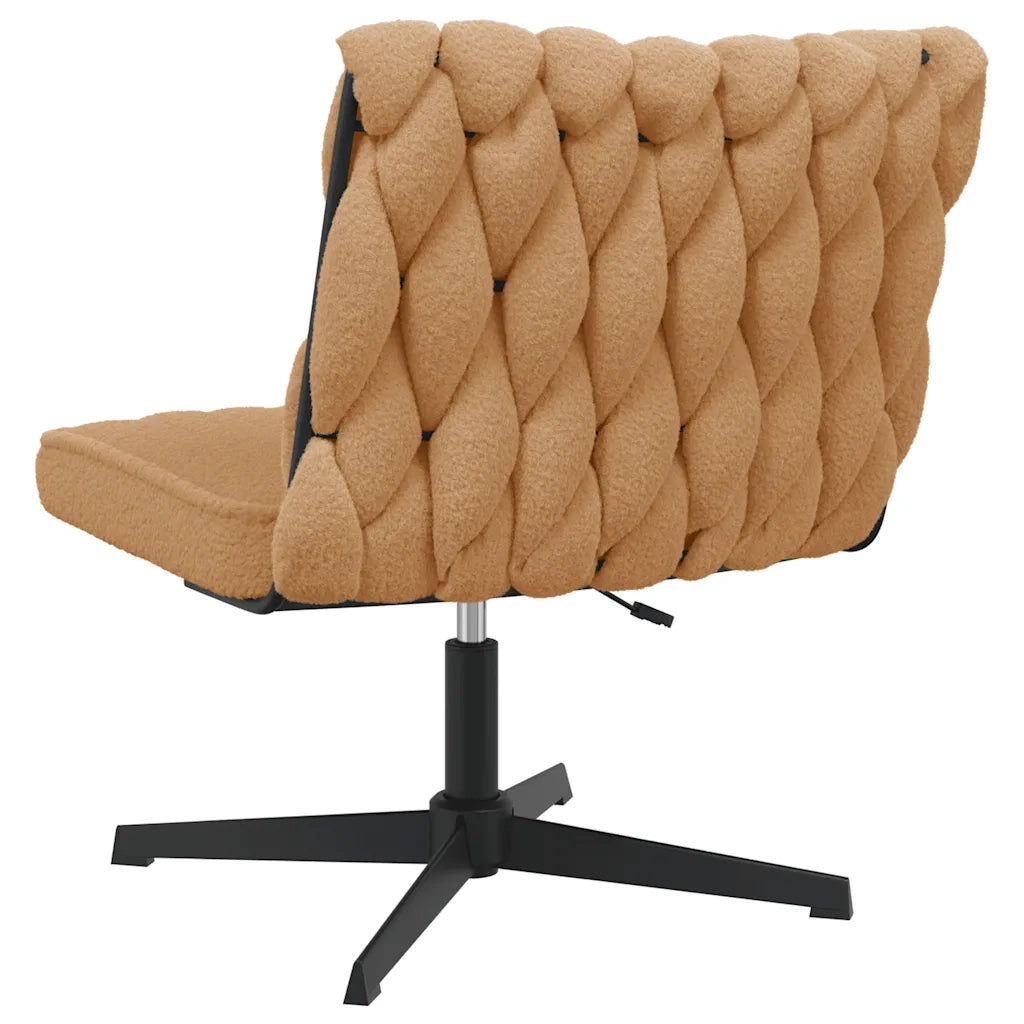 Sedia da Ufficio Girevole in Tessuto Riccio Beige Effetto Lana 4105400