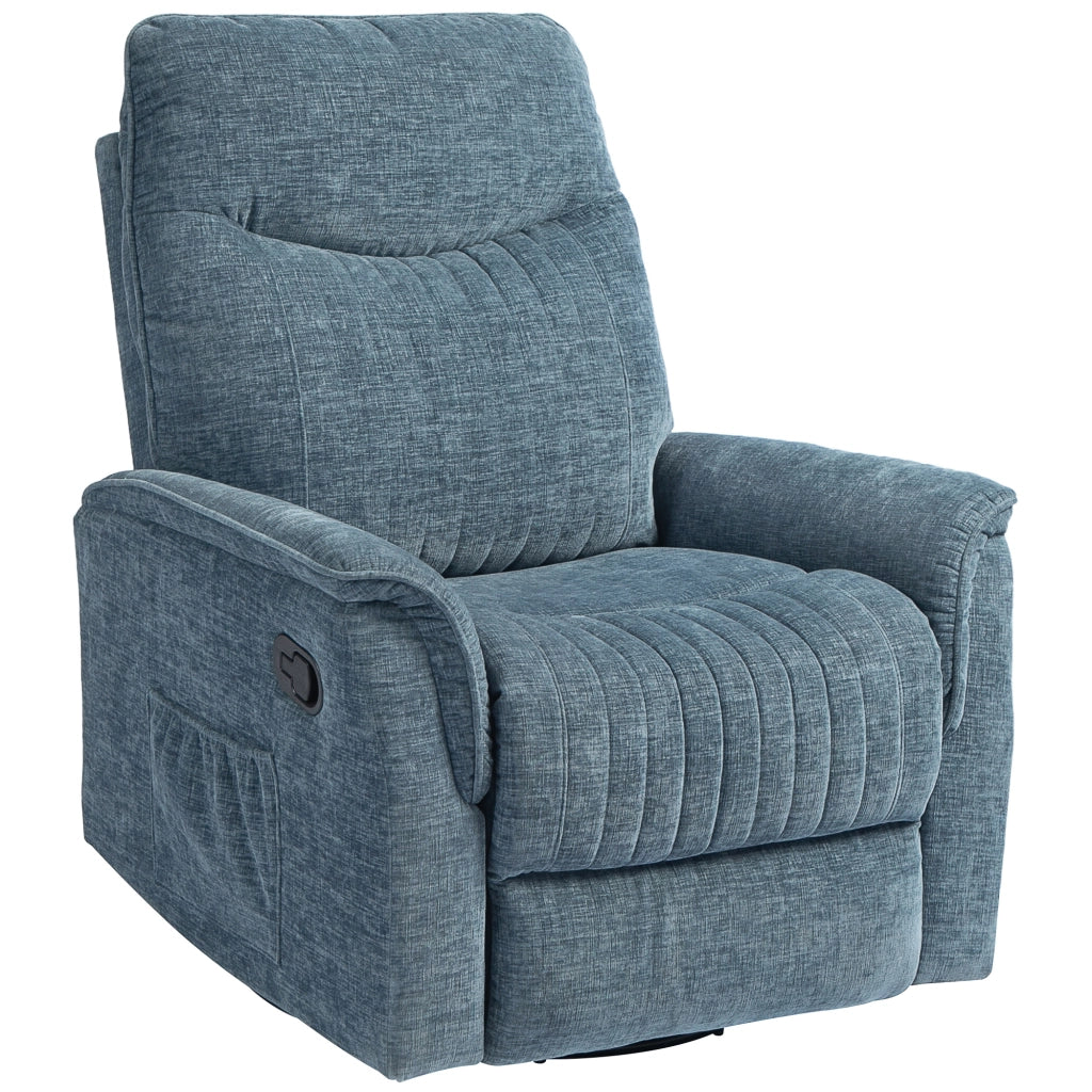Poltrona reclinabile girevole con poggiapiedi retrattile ¨C Zephmum ¨C Blu