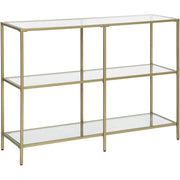 Console da salone moderna in vetro e metallo oro