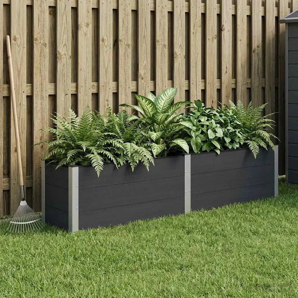 Letto rialzato da giardino Nero 250 x 50 x 54 cm 42038988