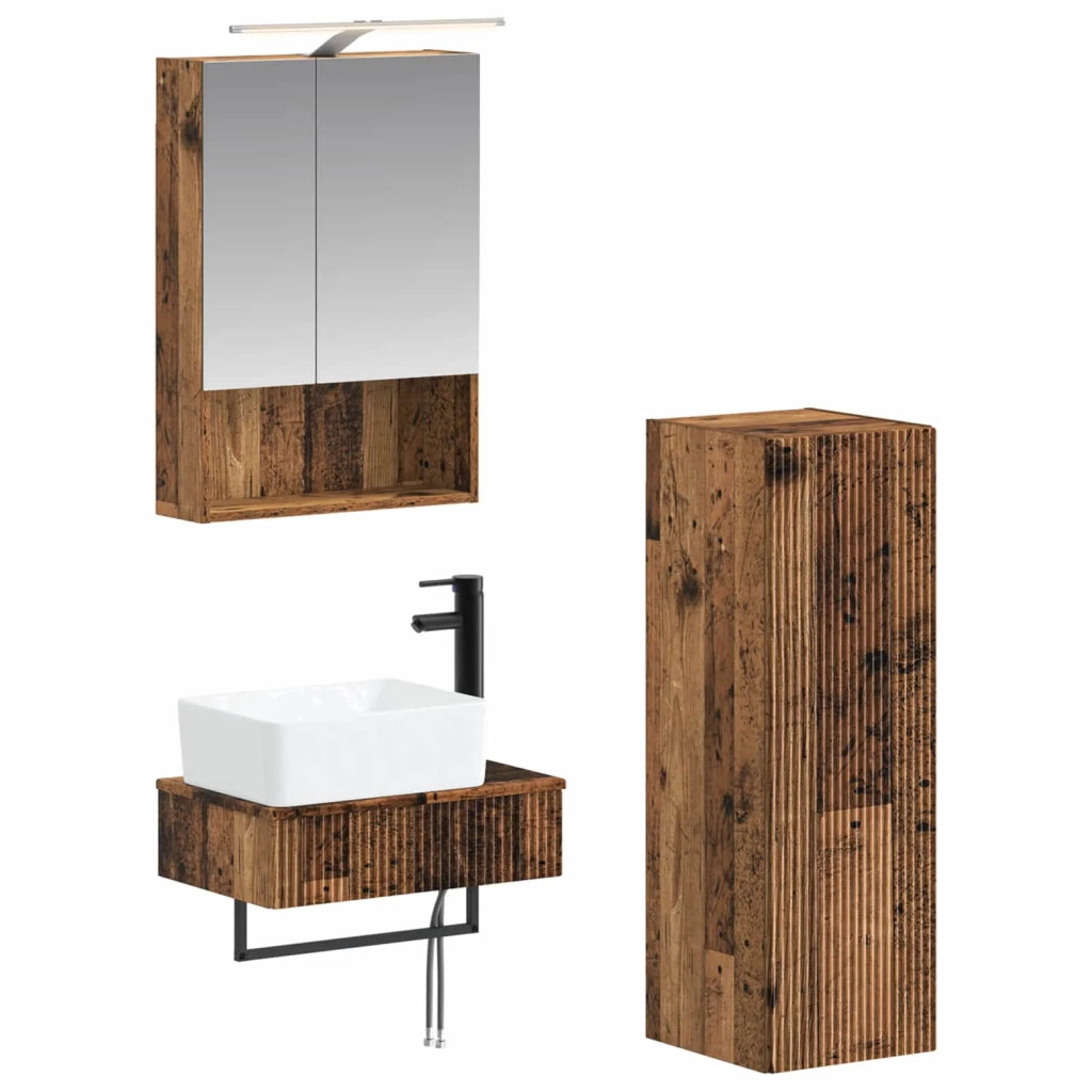 Set di Armadi da Bagno 4 pcs Legno antico 50 x 14,5 x 70 cm 3407397