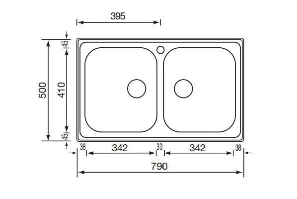 CM Zenith 79x50 2V Lavello ad incasso Rettangolare Acciaio inossidabile