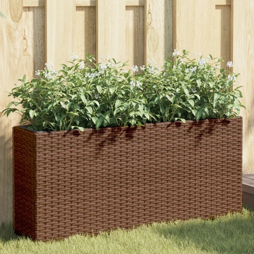 Fioriera | Cassetta per fiori | Vaso con 2 Vasi Marrone 90x20x40 cm in Polyrattan