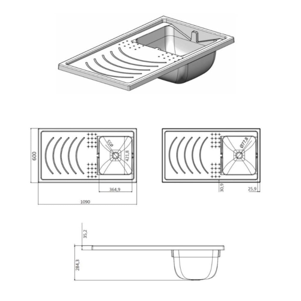Negrari lavatoio coprilavatrice pvc garden kit di scarico incluso 109x60 cm negrari