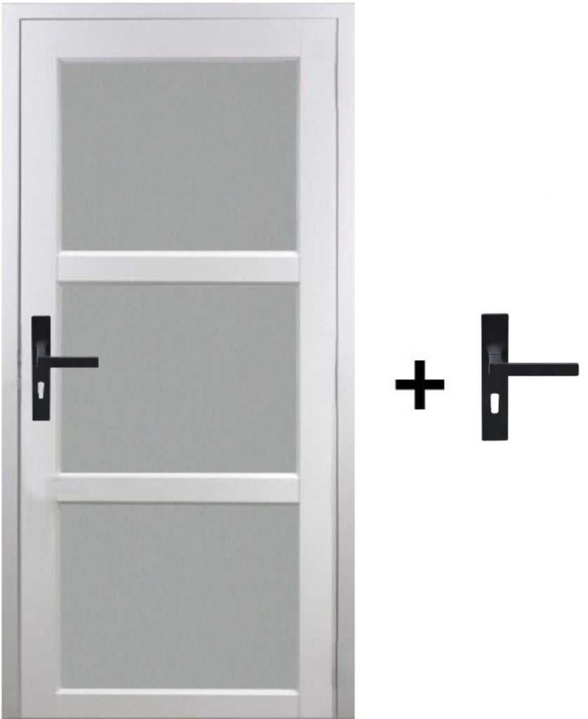 Blocco Porta Kenya Vetro Bianco H204 x L73 Pannello Lati Sx Spinta + Maniglia