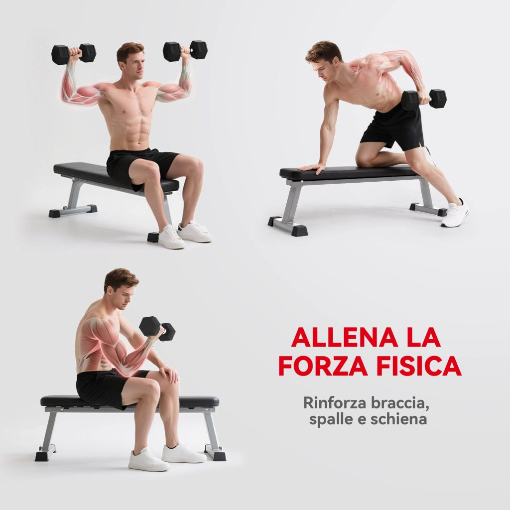 Manubrio Esagonale 20 kg ¨C Zephmum ¨C Acciaio Gomma Nero