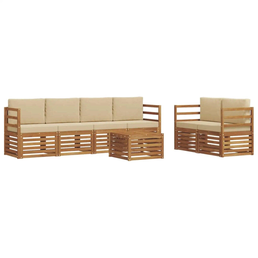 Set di divani da esterno con cuscino 7 pcs Naturale e Beige 3374393