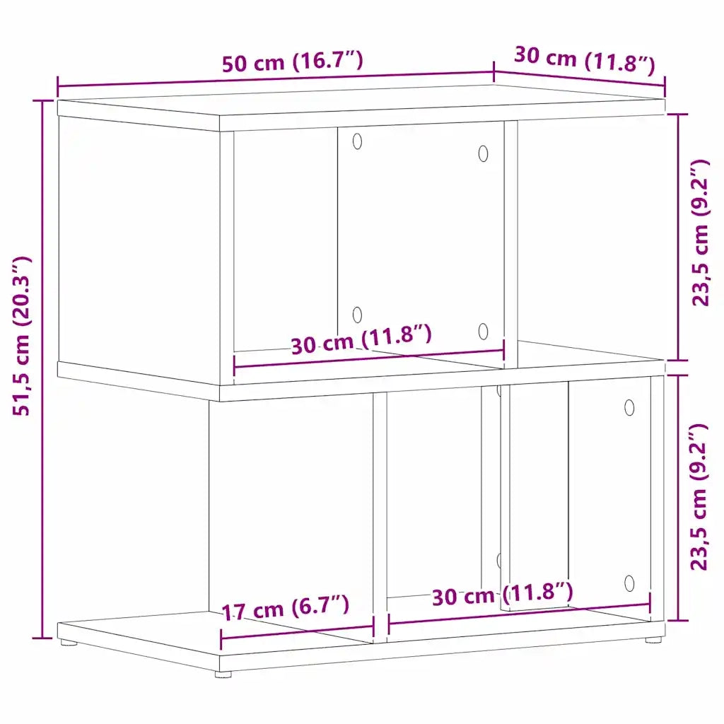 Comodino | Armadio da Notte | Mobiletto da notte Rovere Nero 50 x 30 x 51,5 cm