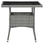 Tavolo da Pranzo per Giardino in Polyrattan Grigio e Vetro 46178