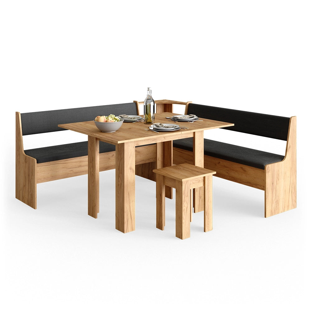Vicco Gruppo panca ad angolo Quercia dorata 180 x 41.5 cm con tavolo