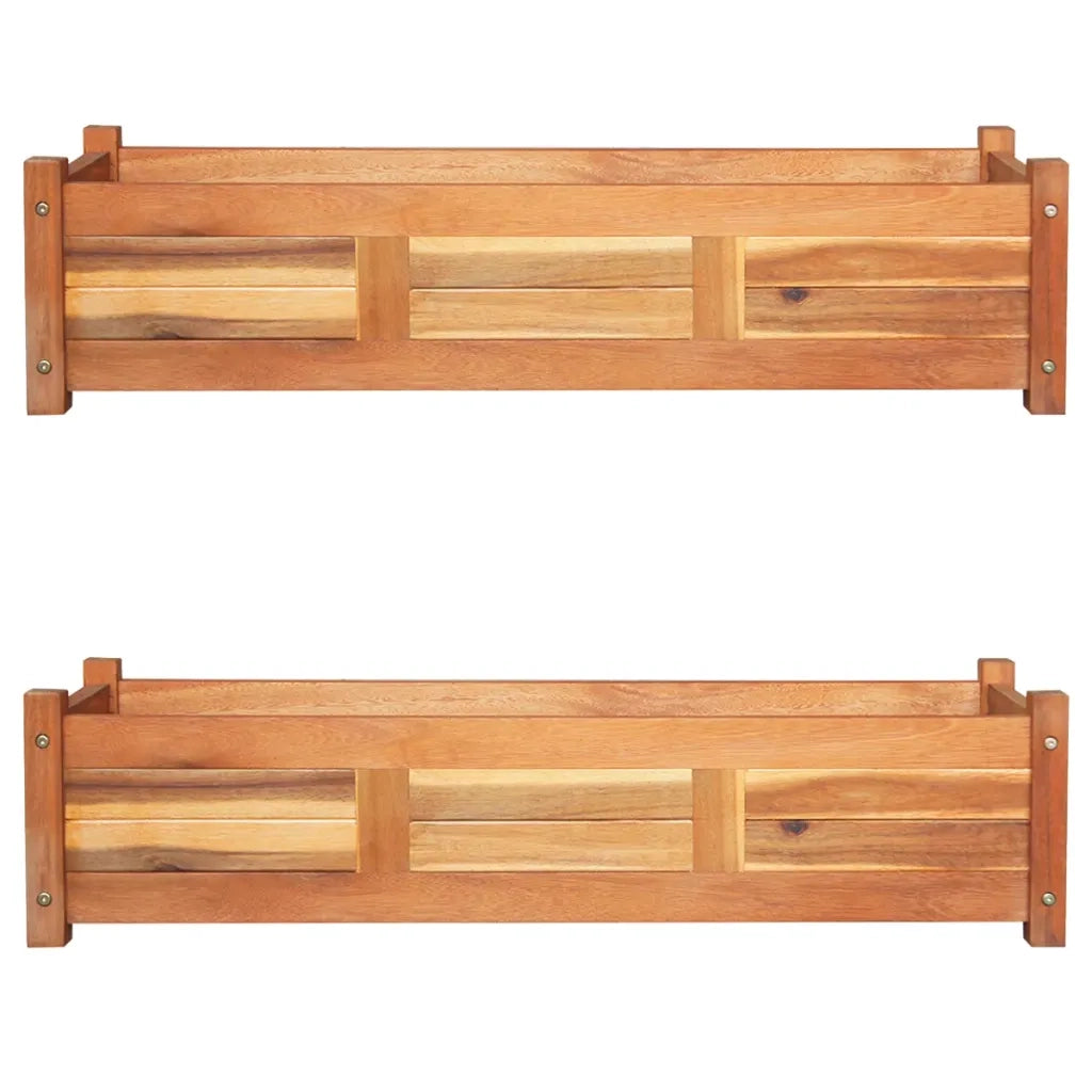 Letti Rialzati da Giardino 2 pz in Legno di Acacia 100x30x25 cm cod mxl 48918