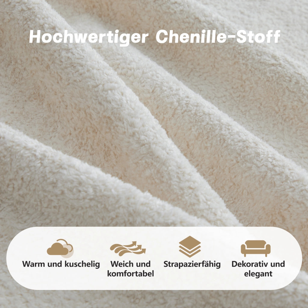 Divano angolare modulare componibile senza telaio con seduta profonda e pouf, in velluto beige per soggiorno familiare