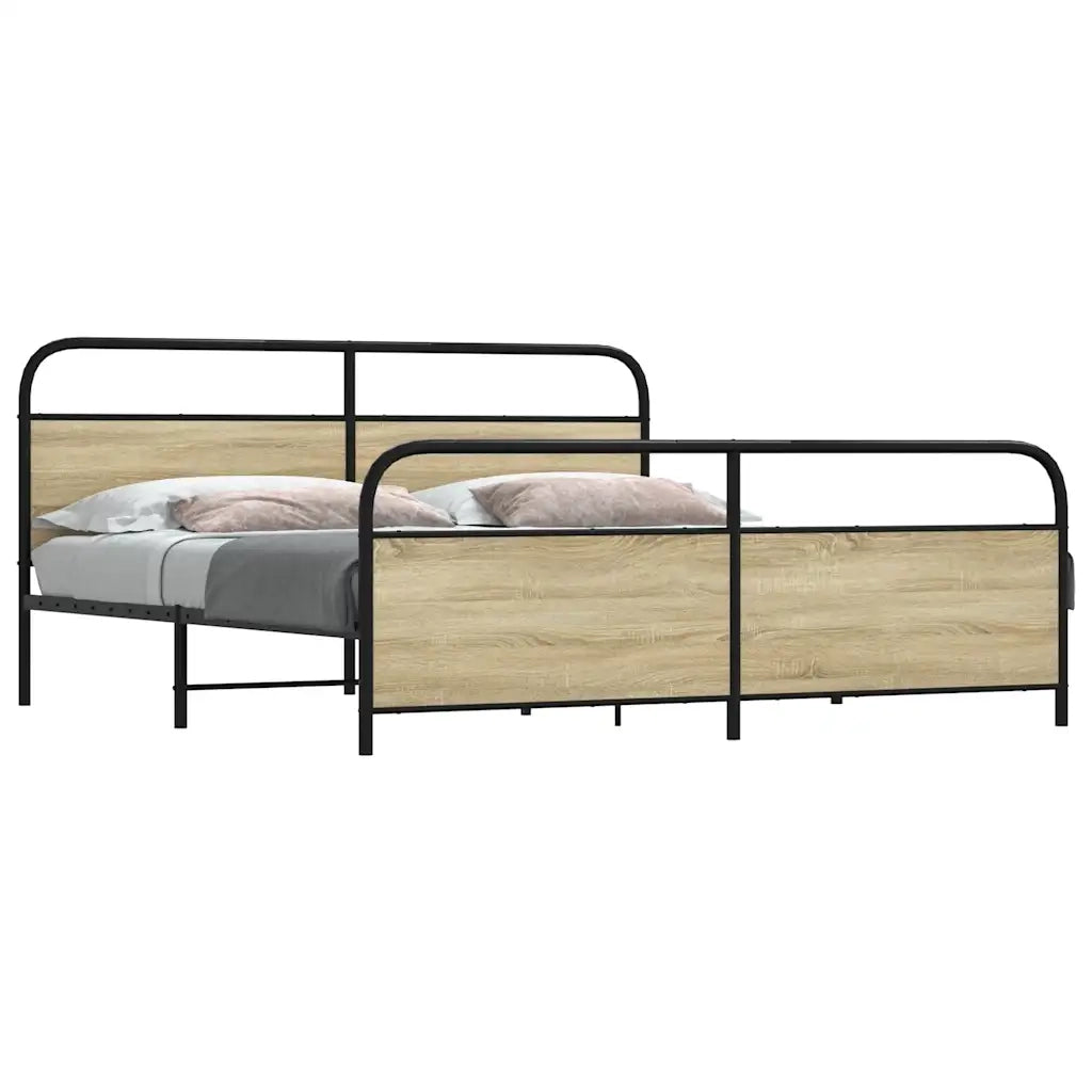 Letto matrimoniale | Letto per adulti | Giroletto senza Materaso in Metallo Rovere Sonoma 180x200 cm