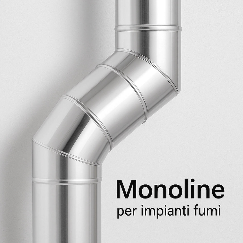 Curva 45° acciaio inox spessore 0,5 mm canna fumaria monoparete *** misura Ø 150 mm, confezione 1