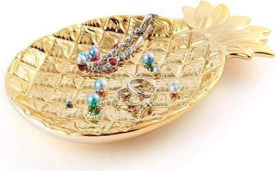 Display per gioielli in ceramica, display per gioielli, supporto per anelli, regalo ideale per donne, ragazze, compleanno per amanti, grande ananas dorata