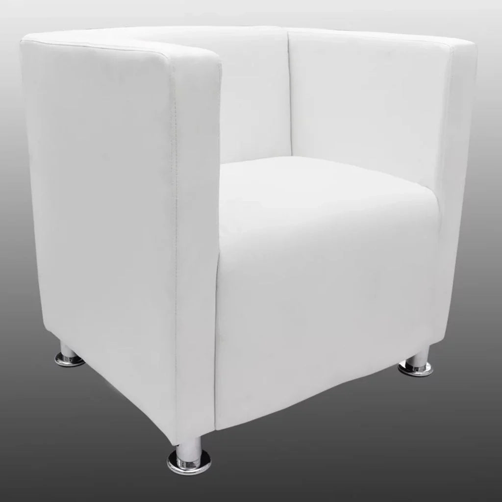 Poltrona sedia design lounge sedile club divano cubo lounge pelle sintetica bianca 1102023/3