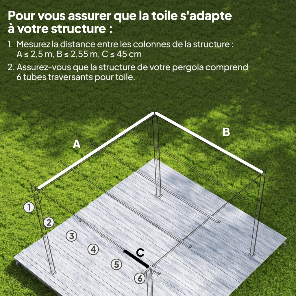 Tenda per Pergola Retrattile 3x3m ¨C Zephmum ¨C 300x300cm Beige