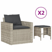Set Divano da Giardino 4pz | Set Salotto da Giardino con Cuscini Grigio Chiaro Polyrattan