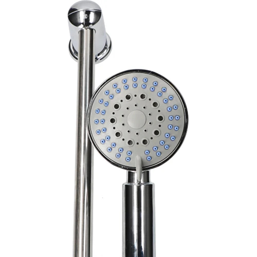 Trade Shop - Set Doccia Con Asta Saliscendi Soffione Doccetta 5 Getti D'acqua Tubo Flessibile Da 1,5mt -