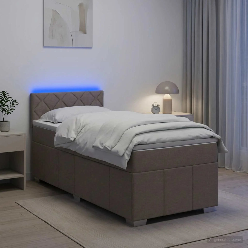 Letto box spring con materasso Tortora 90 x 200 cm Tessuto 3452597