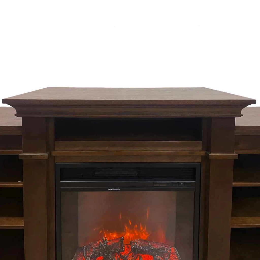 Biden - Camino elettrico da terra 179x48xH85 cm, effetto fiamma, colore legno noce