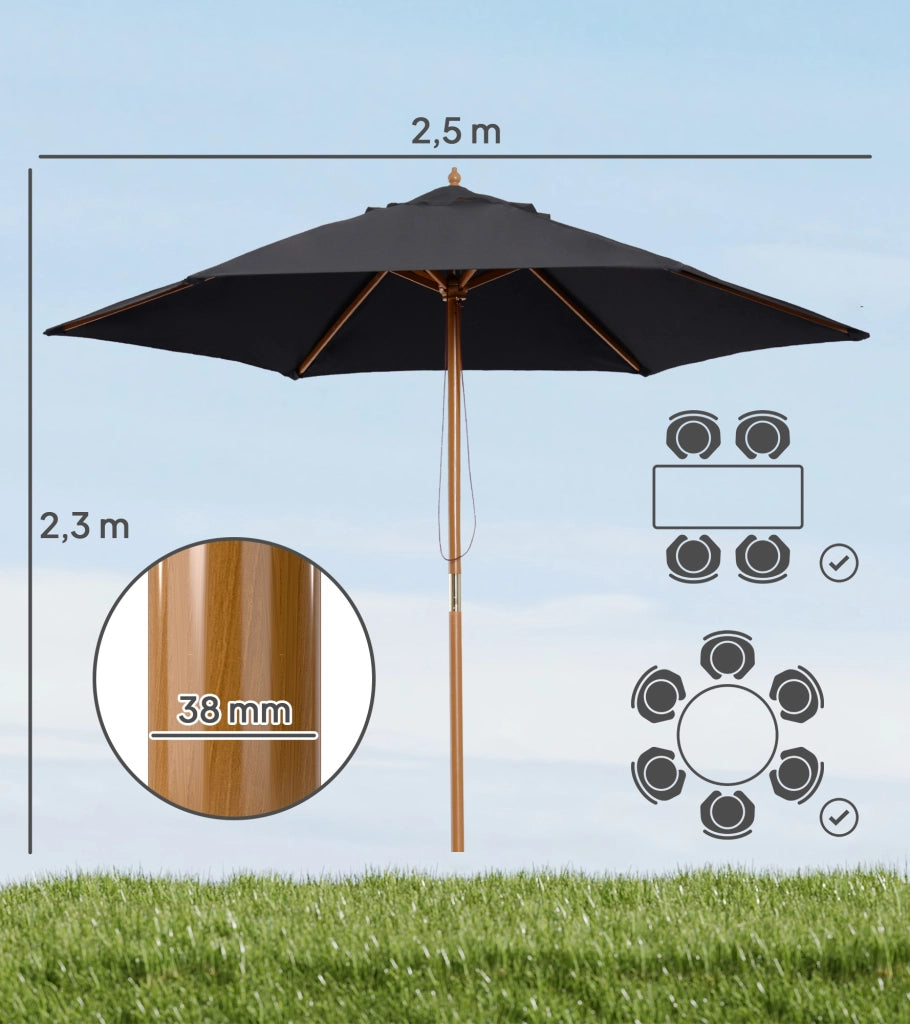 Ombrellone da giardino esterno doppio tetto esagonale ¨C zephmum ¨C Bamb¨´ nero ? 250x230 cm