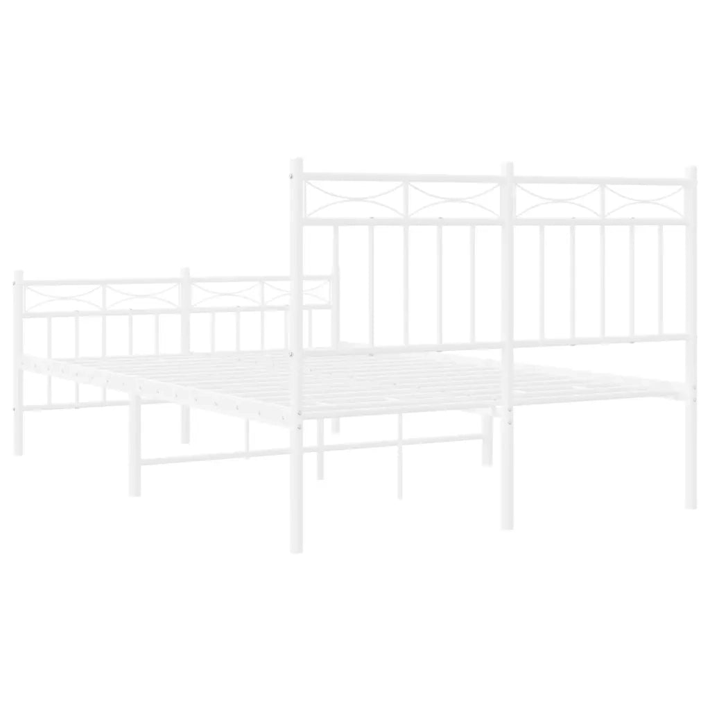 Giroletto con Testiera e Pediera-Struttura Letto Metallo Bianco 120x200 cm 976796