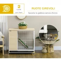 Gabbia per Conigli con Serbatoio d'Acqua e Vassoio Estraibile, in Truciolato, Acciaio e PVC, 78x52.5x76.5 cm