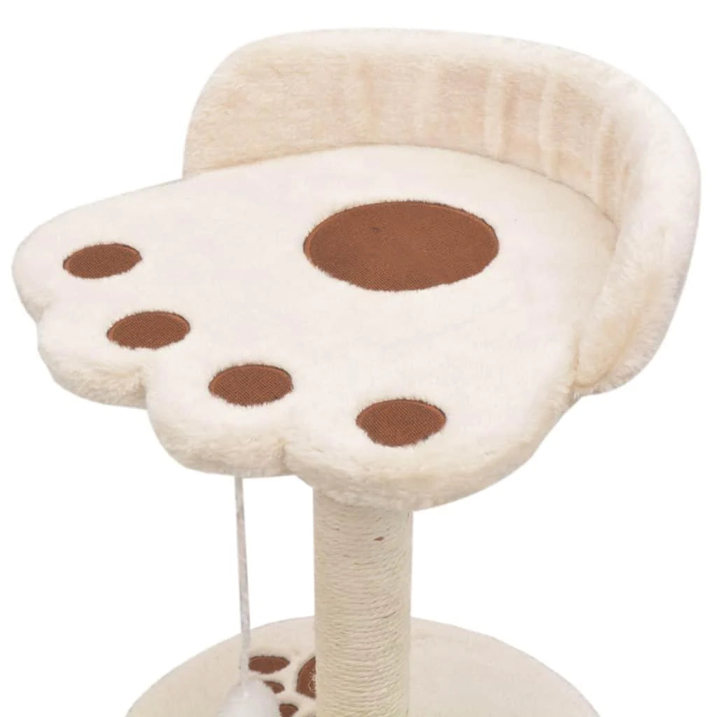 Tiragraffi albero per gatti cuccia per gatti peluche in sisal 40 cm beige e marrone 3702275