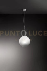 Moon sospensione in vetro e metallo bianco 1 luce attacco E27 d.30cm