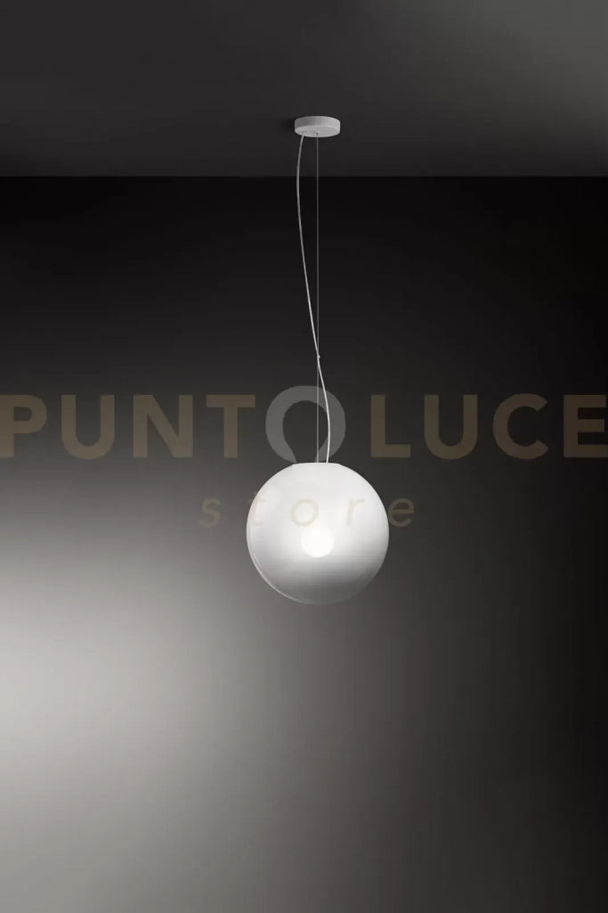 Moon sospensione in vetro e metallo bianco 1 luce attacco E27 d.30cm