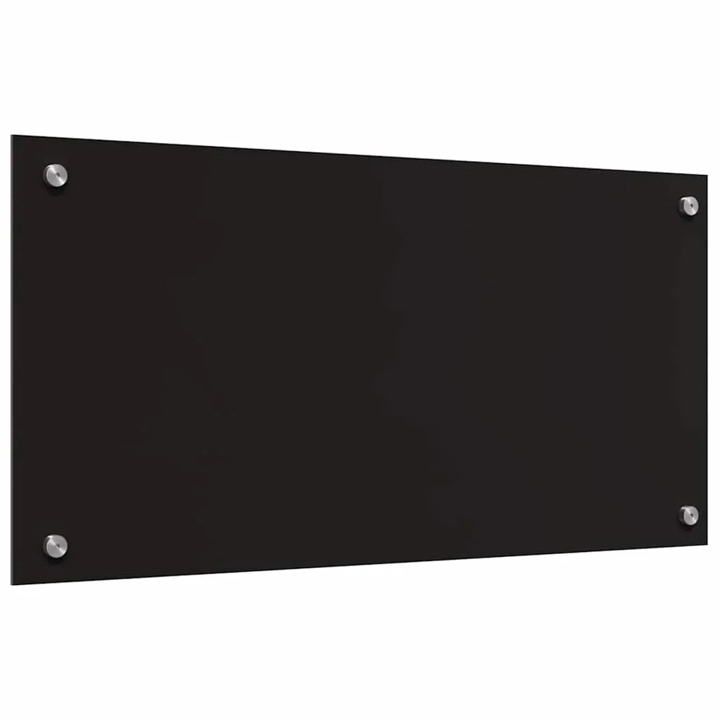 Set di 2 paraschizzi da cucina resistenti al calore 80 x 40 cm design moderno ed elegante in vetro temperato nero 02_0056309