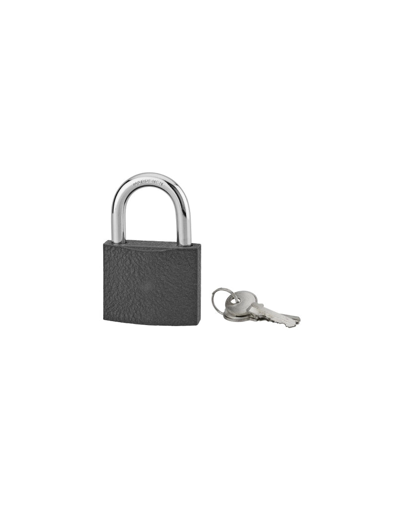 Lucchetto ACERA grigio con chiave, base 60 mm, arco in acciaio temprato, 3 chiavi – SERRUPRIX