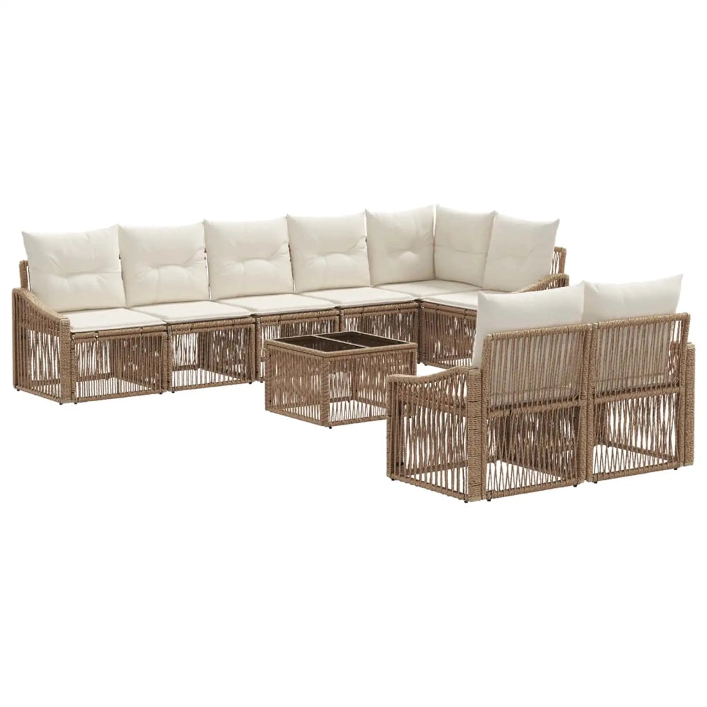 Set Divano da Giardino 9 pcs Beige polyrattan