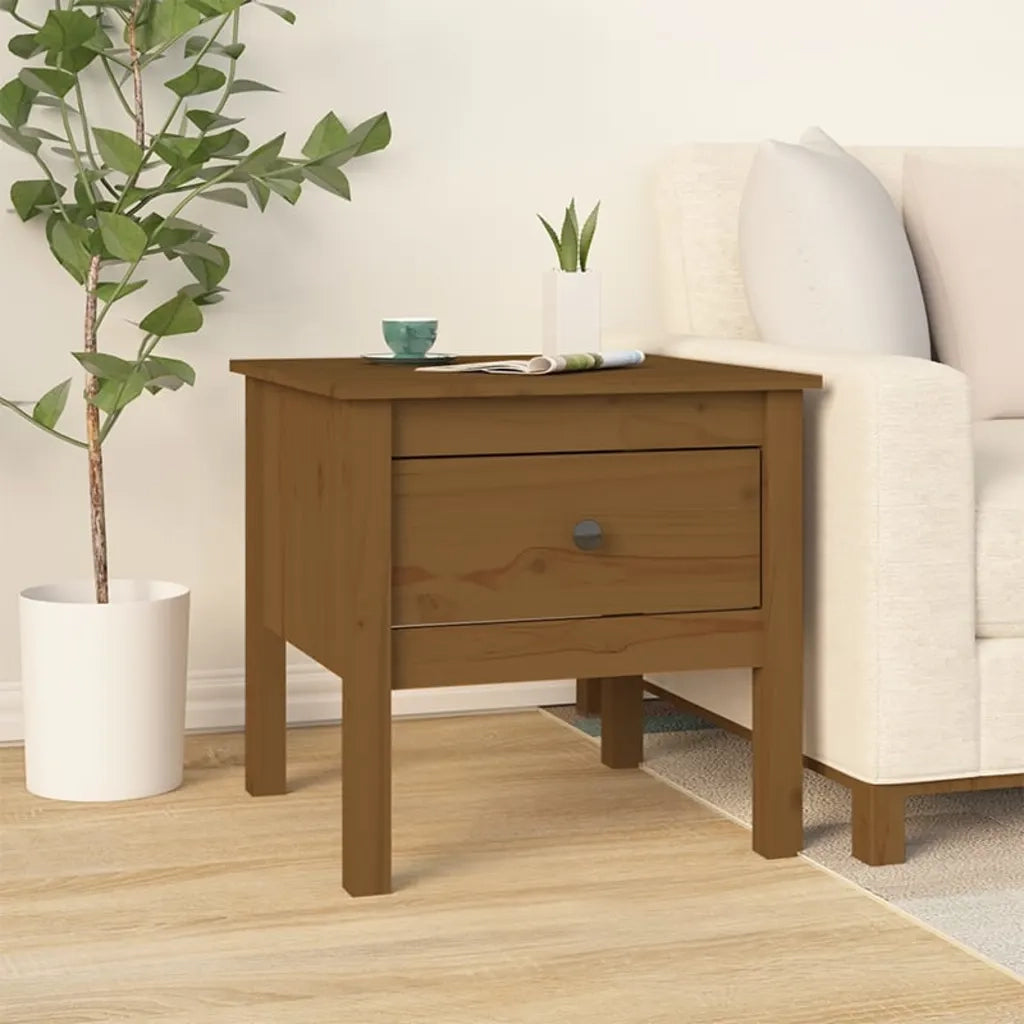 Tavolino Marrone Ambrato 50x50x49 cm Legno Massello di Pino 813800