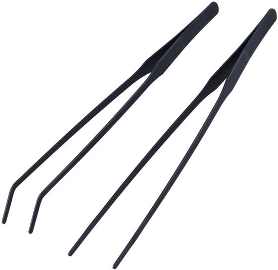 Pincetta per acquario, 27 cm, acciaio inox, pinza di precisione, nera, accessori per terrario, piante, pinza rettilineo per rettili, modello di precisione