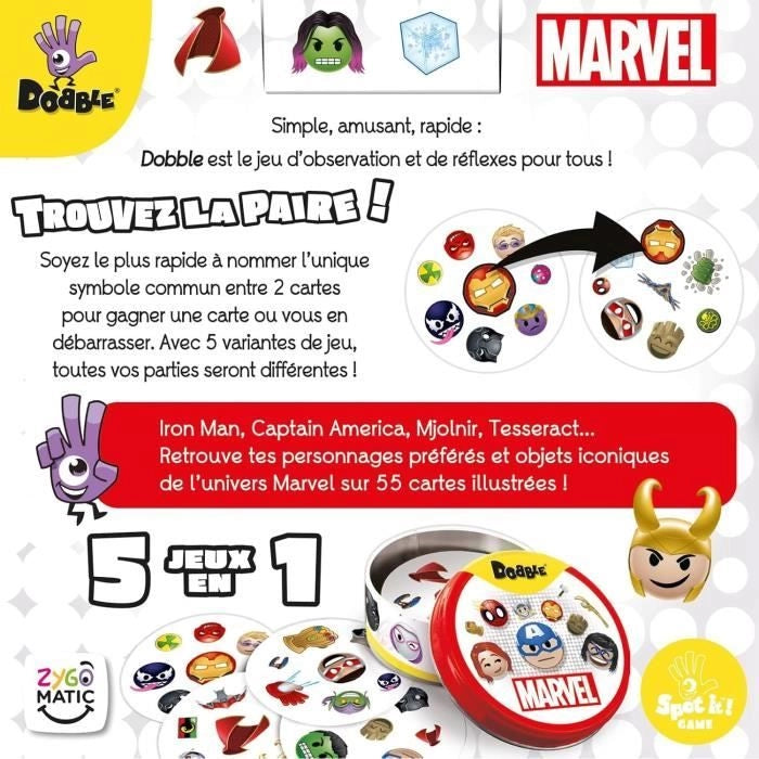 Gioco di società - ASMODEE - Dobble: Marvel Emoji (Eco Sleeve) - 6 anni - All'aperto - Misto
