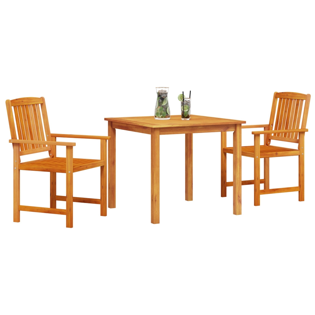 Set Pranzo Giardino 3 Pezzi in Legno Massello di Acacia