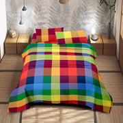 Completo Letto Matrimoniale No Stiro Set Lenzuola In Morbida Microfibra Anallergica Lenzuolo Sotto Con Angoli Elastici Fino 30 Cm, Lenzuolo Teso Sopra 2 Federe Prodotto Italiano  Chess Multicolor
