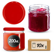 Barattoli per conserve KADAX Lerma 200 ml 10 pezzi 66 mm + coperchi rossi