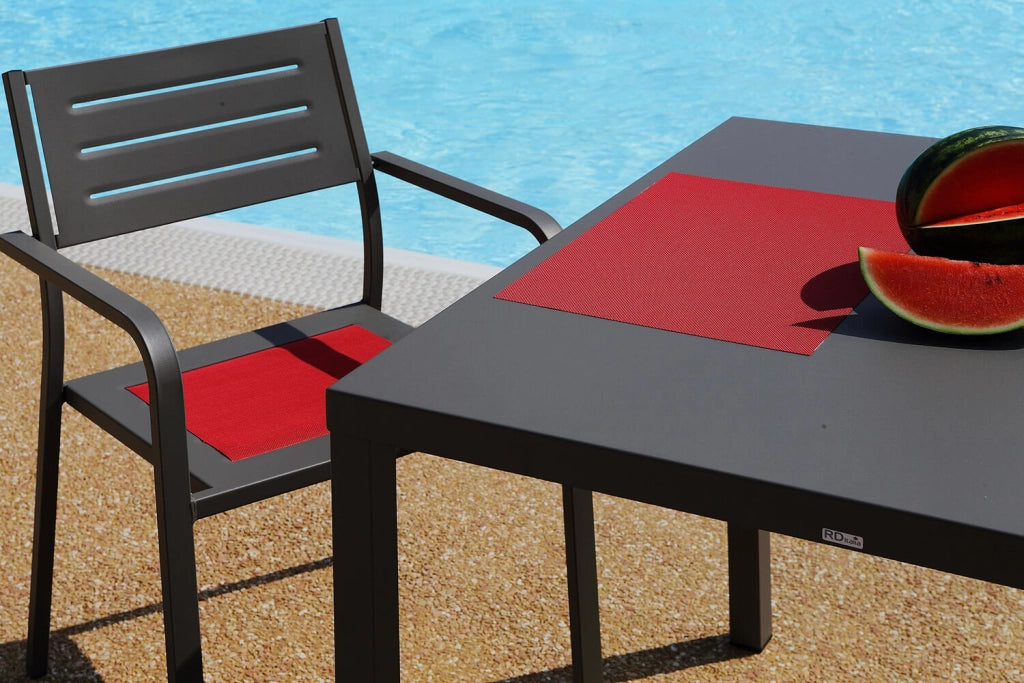 Set 4 Sedie da Giardino 54x58x84 cm in Acciaio con Braccioli RD Italia Dorio Antracite